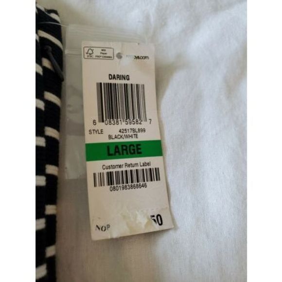 NWT International Concepts Black White Striped Sleeveless A Line Dress SZ L Larg - Picture 7 of 7